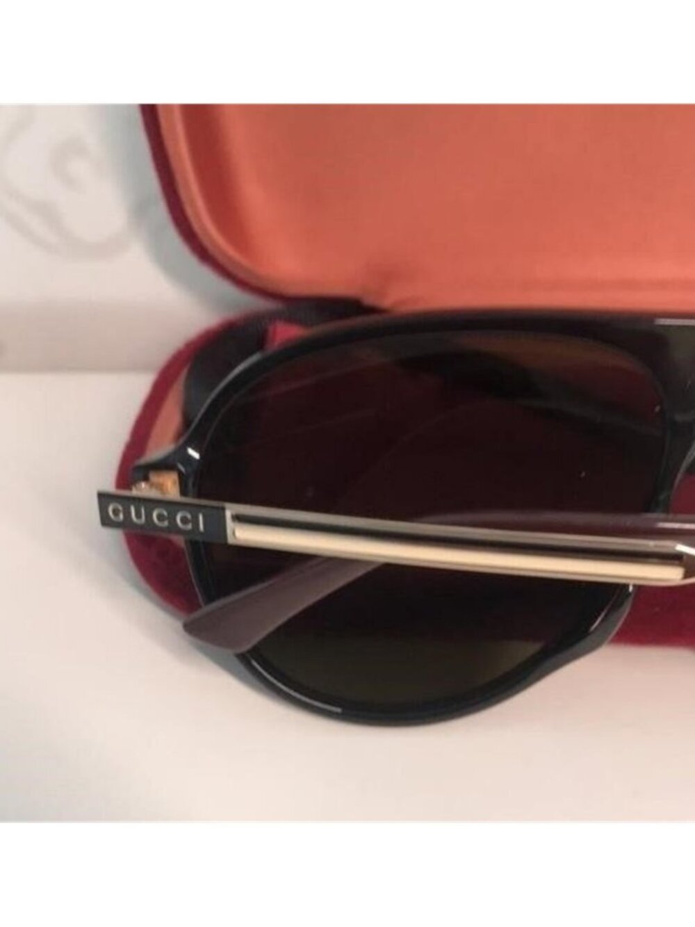 New Authentic  Gucci GG0829SA 002 – Black & Ruthenium Aviator Green Lenses ✨ - Picture 3 of 12